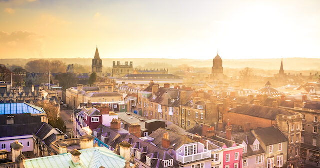 City of Oxford, as seen from Above at Sunset, United Kingdom