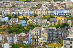 Panoramic view of houses in Devon.
